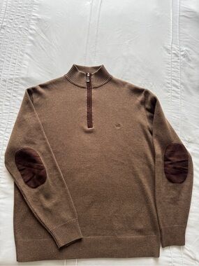 Rodd & Gunn Brown Half-Zip Sweater with Dark Brown Elbow Patches